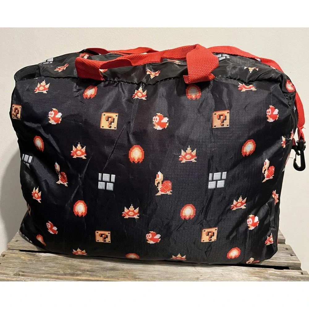 Nintendo Super Mario Bros Duffel Bag‎ Travel Gym Black Red CultureFly Shoulder